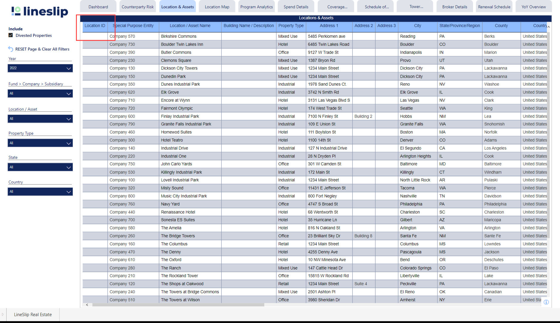 “Location ID” column