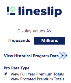 “View Full Year Premium Totals” or “View Prorated Premium Totals”