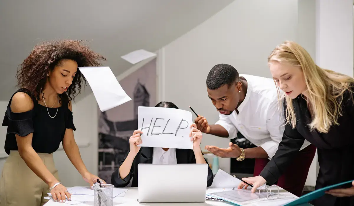A stressed risk team scrambling during renewal 