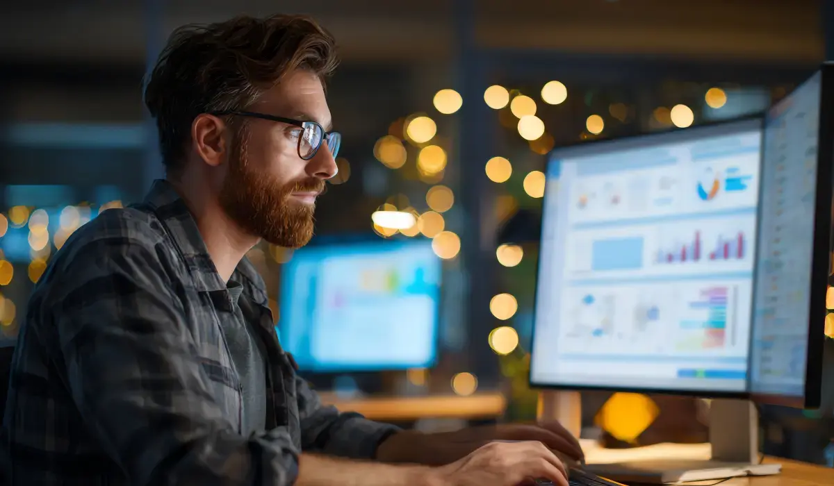 Man looking at RMIS and Risk Intelligence Data