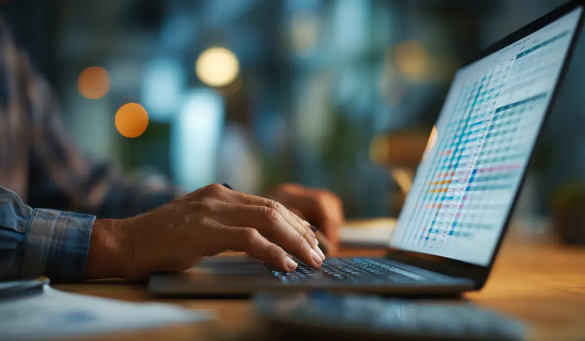 A person using RMIS software for administrative tasks