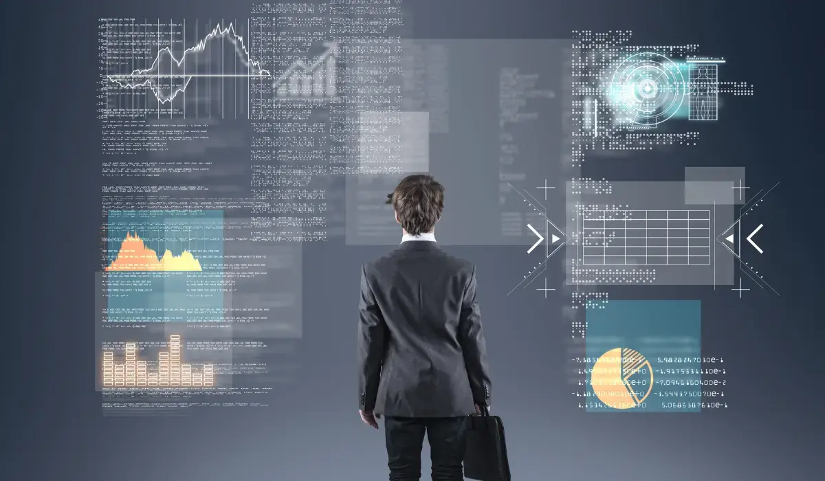 Risk manager observing his team's risk intelligence architecture